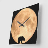 Vollmondbär Quadratische Wanduhr (Winkel)