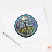 Vollmondbaum des Lebens Starry Night Mandala Stick Runder Aufkleber (Umschlag)