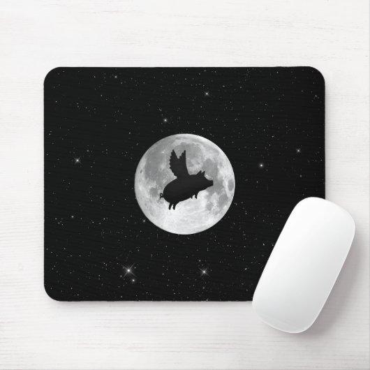 Vollmondfliegenschwein Mousepad (Mit Mouse)
