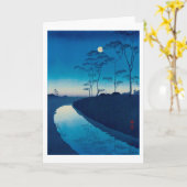 Vollmondnacht, Koho Shoda, Holzschnitt Karte (Gelbe Blume)