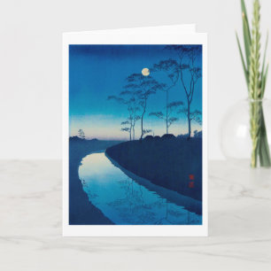Vollmondnacht, Koho Shoda, Holzschnitt Karte