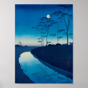 Vollmondnacht, Koho Shoda, Holzschnitt Poster