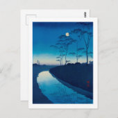 Vollmondnacht, Koho Shoda, Holzschnitt Postkarte (Vorne/Hinten)