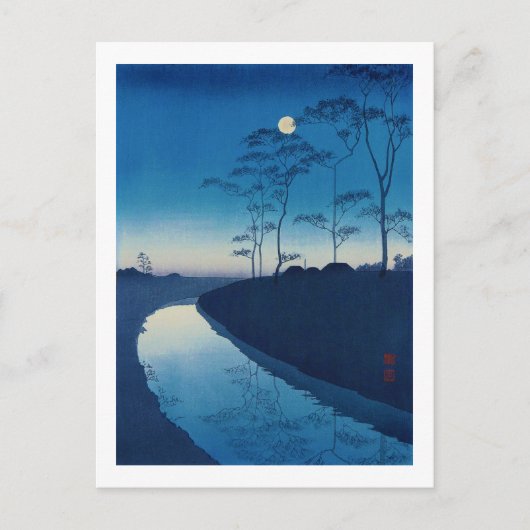 Vollmondnacht, Koho Shoda, Holzschnitt Postkarte (Vorderseite)