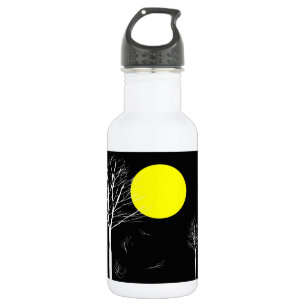 Vollmondnacht und Baum - Edelstahlflasche