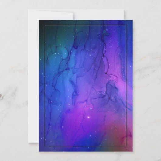 Vollmondnebel Celestial Outer Space Wedding Einladung (Rückseite)