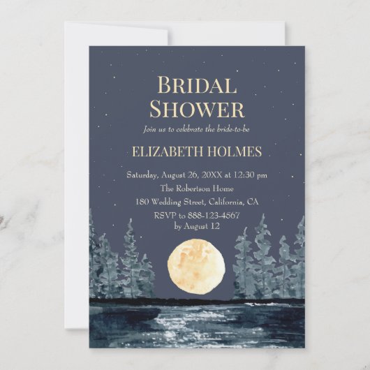 Vollmondwald und Brautparty am See Einladung (Vorderseite)