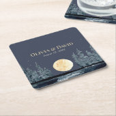 Vollmondwald und See Hochzeiten Napkins Rechteckiger Pappuntersetzer (angewinkelt)