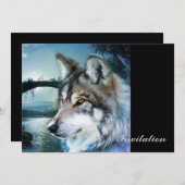 Vollmondwolf des Waldwaldmondscheins Einladung (Vorne/Hinten)