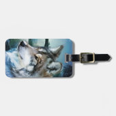 Vollmondwolf des Waldwaldmondscheins Gepäckanhänger (Vorderseite horizontal)