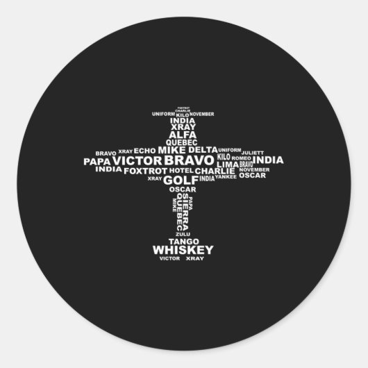 Vollphonetische Alphabet-Flugzeug-Buchstaben Runder Aufkleber (Vorderseite)