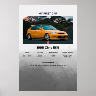 Vollständig anpassbare Erste-Auto-Erinnerung Poster