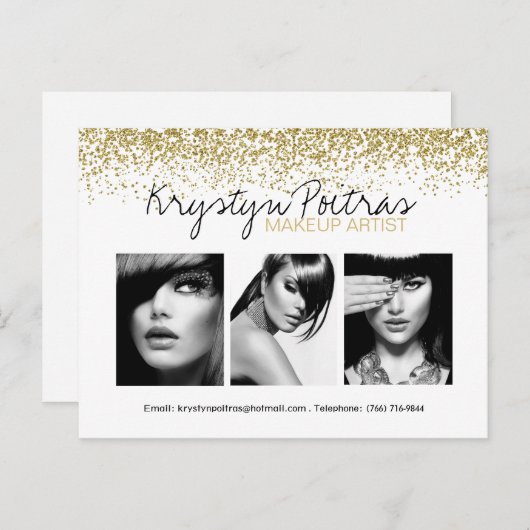 Vollständig anpassbare Makeup Artist Comp Card Postkarte (Vorne/Hinten)