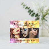 Vollständig anpassbare Makeup Artist Comp Card Postkarte (Stehend Vorderseite)