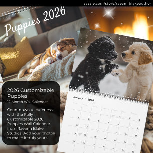 Vollständig anpassbarer Hunde-Wandkalender 2026 Kalender