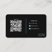 Vollständig anpassbarer Schwarz/Blau-Blitz Visitenkarte (Rückseite)