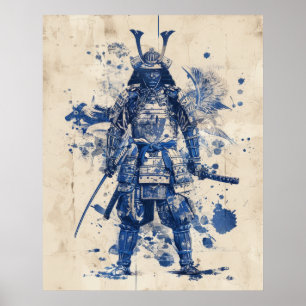 Vollständig Armored Samurai Warrior Stehend Poster