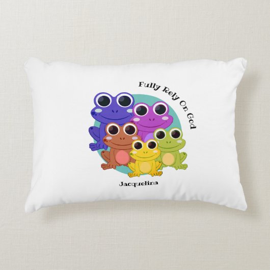 VOLLSTÄNDIG AUF GOTT-Personalisierte FROG Dekokissen (Vorderseite)
