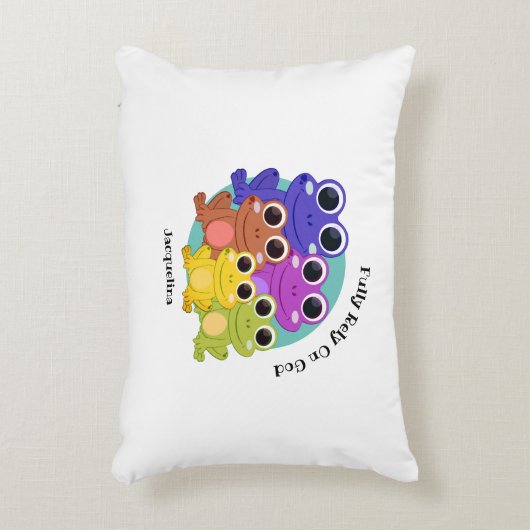 VOLLSTÄNDIG AUF GOTT-Personalisierte FROG Dekokissen (Vorderseite(Vertikal))