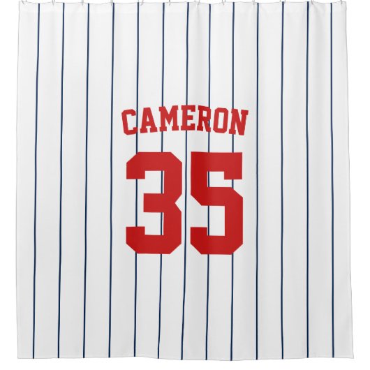 Vollständig bearbeitbare Farben Baseball Jersey St Duschvorhang (Vorderseite)