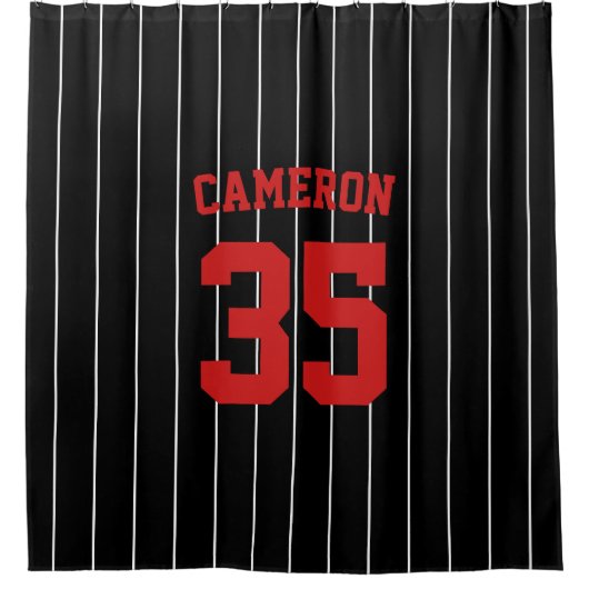 Vollständig bearbeitbare Farben Baseball Jersey St Duschvorhang (Vorderseite)