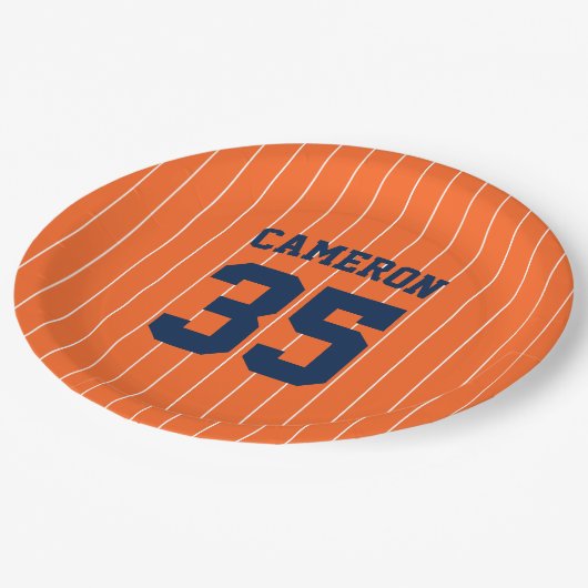 Vollständig bearbeitbare Farben Baseball Jersey St Pappteller (Schrägansicht)