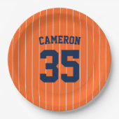 Vollständig bearbeitbare Farben Baseball Jersey St Pappteller (Vorderseite)