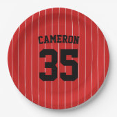 Vollständig bearbeitbare Farben Baseball Jersey St Pappteller (Vorderseite)