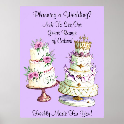Vollständig bearbeitbare Hochzeitskuchen Poster (Vorne)