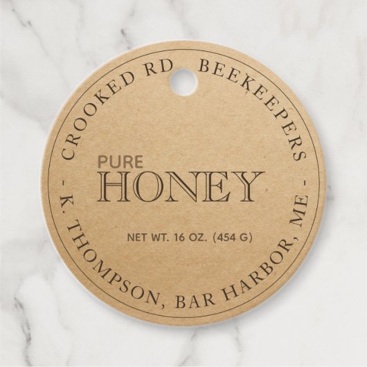 Vollständig bearbeitbare Kraft Beekeeper Honey Jar Geschenkanhänger (Vorderseite)