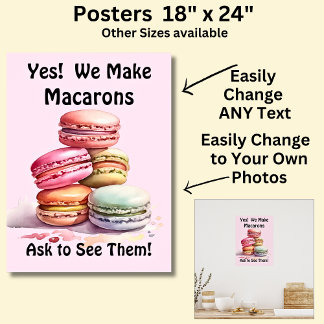 Vollständig bearbeitbare Macarons für den Cake Sto Poster