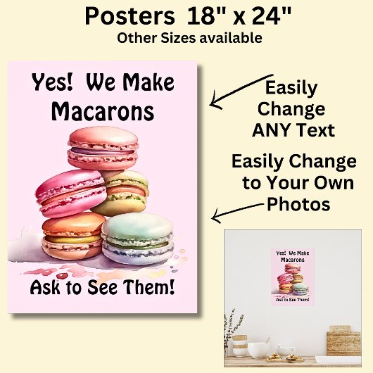 Vollständig bearbeitbare Macarons für den Cake Sto Poster