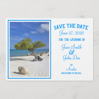 Vollständig bearbeitbare Save-the-Date Aruba Divi  Einladung