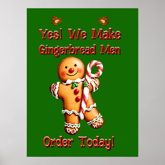 Vollständig bearbeitbare Weihnachtsgingerbrot Männ Poster (Vorne)