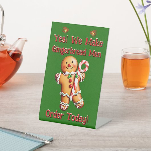 Vollständig bearbeitbare Weihnachtsgingerbrot Männ Sockelschild (In SItu)