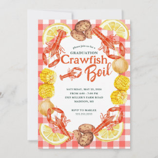 Vollständig bearbeitbarer Text Crawfish Boil Einla Einladung