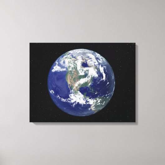 Vollständig beleuchtete Erde, zentriert auf Nordam Leinwanddruck (Vorderseite)