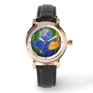 Vollständig die Erde mit topographischen Daten. Armbanduhr
