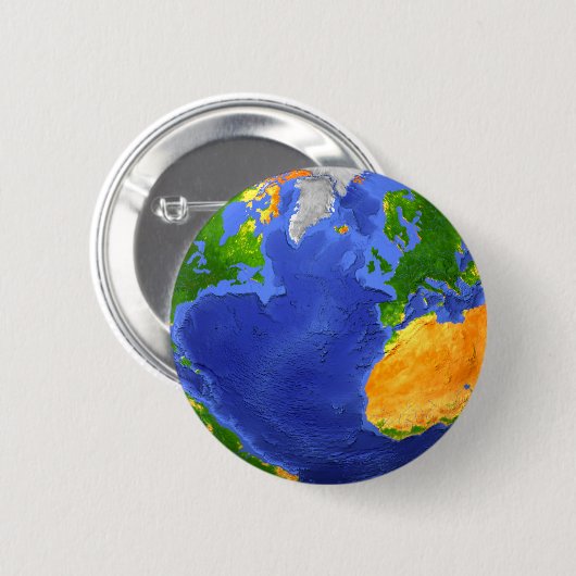 Vollständig die Erde mit topographischen Daten. Button (Vorne & Hinten)