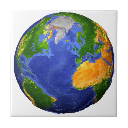 Vollständig die Erde mit topographischen Daten. Fliese (Vorderseite)