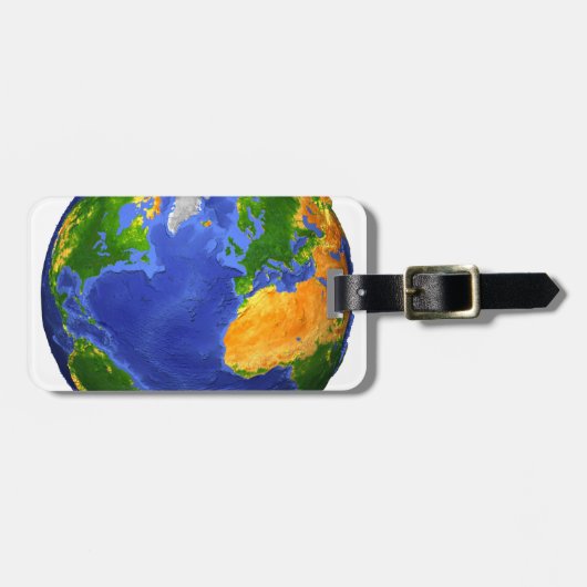 Vollständig die Erde mit topographischen Daten. Gepäckanhänger (Vorderseite horizontal)