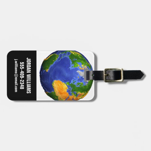 Vollständig die Erde mit topographischen Daten. Gepäckanhänger (Vorderseite horizontal)