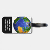 Vollständig die Erde mit topographischen Daten. Gepäckanhänger (Rückseite horizontal)