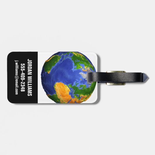 Vollständig die Erde mit topographischen Daten. Gepäckanhänger (Rückseite horizontal)