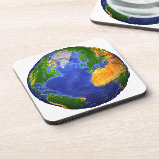 Vollständig die Erde mit topographischen Daten. Getränkeuntersetzer (Linke Seite)