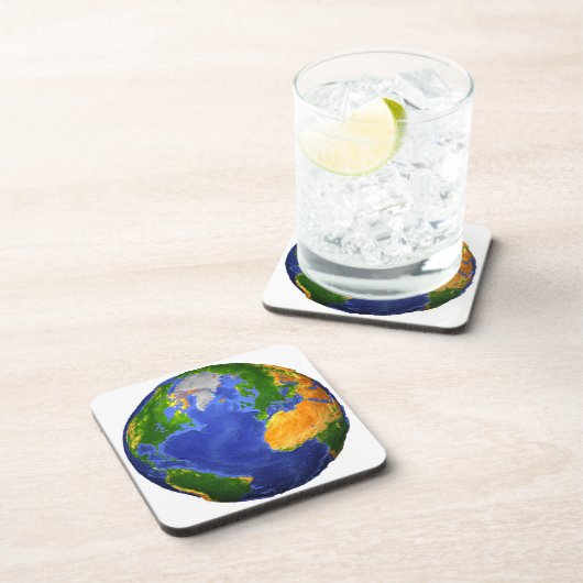 Vollständig die Erde mit topographischen Daten. Getränkeuntersetzer (Rechte Seite)