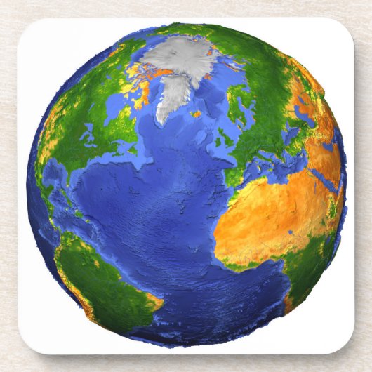 Vollständig die Erde mit topographischen Daten. Getränkeuntersetzer (Vorderseite)