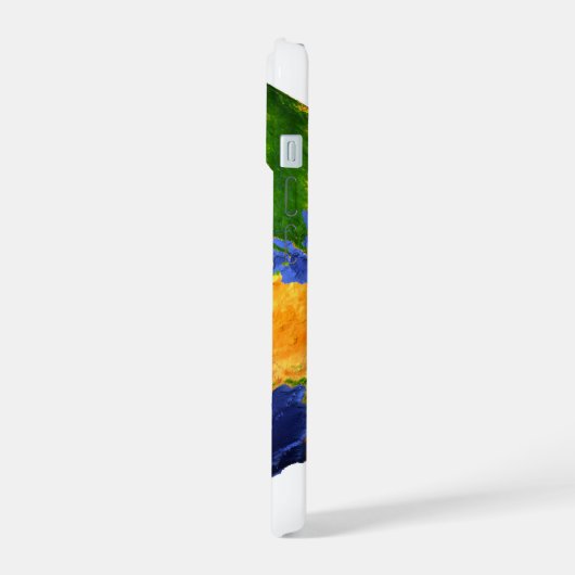 Vollständig die Erde mit topographischen Daten. iPhone 15 Hülle (Linke Seite)
