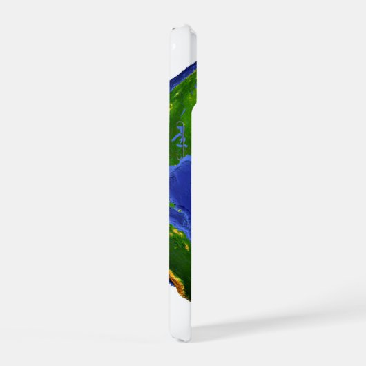 Vollständig die Erde mit topographischen Daten. iPhone 15 Hülle (Rechte Seite)
