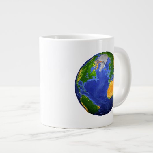 Vollständig die Erde mit topographischen Daten. Jumbo-Tasse (Vorderseite Rechts)